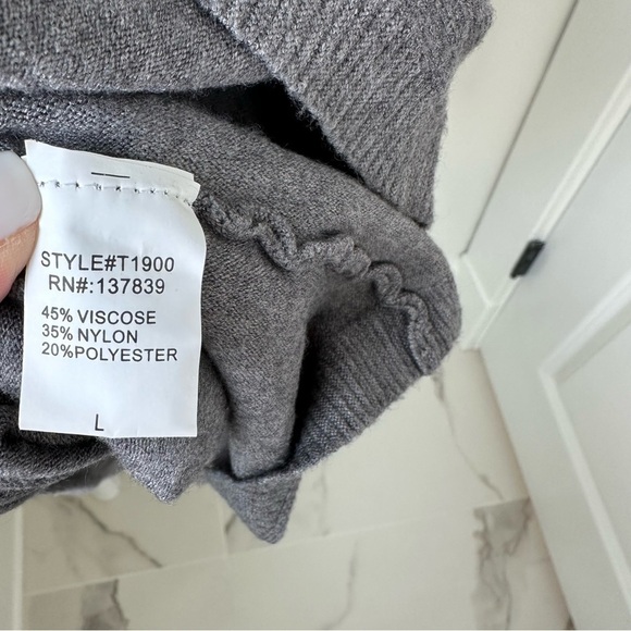 Dreamers Oversized Gray Cowl Neck Flowy Tunic Sweater SZ Large - Picture 11 of 12